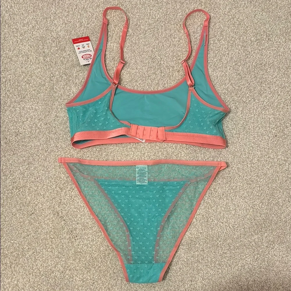 Parade Teal and Coral Lingerie Set - Picture 2 of 4